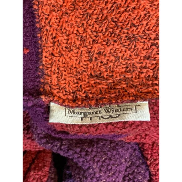 Margaret Winters Red, Orange, Purple Patchwork Wide Neck Knit Sweater Size Small - Picture 7 of 9